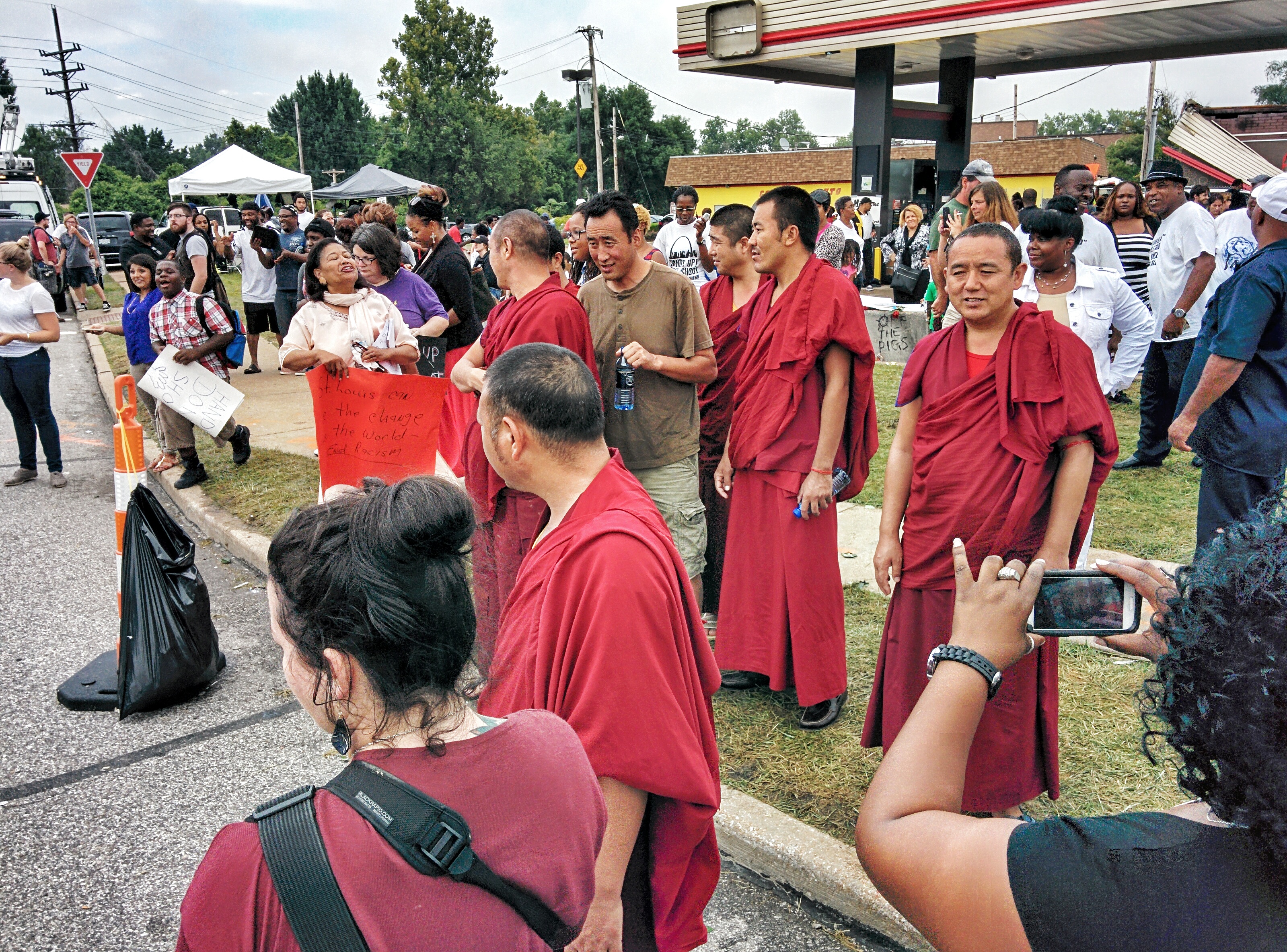 Tibetan Monks in Ferguson at peaceful protest.  Images by Omar O'Hara