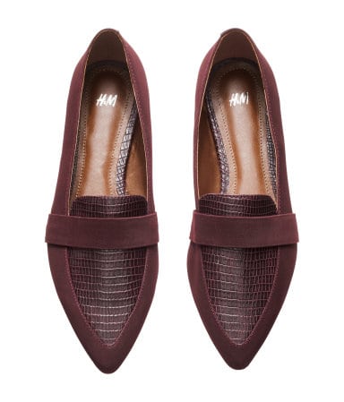 Amazing (faux) snakeskin and velvet loafers for a steal ($30) from H&M Source: sustenanceandstyle.com