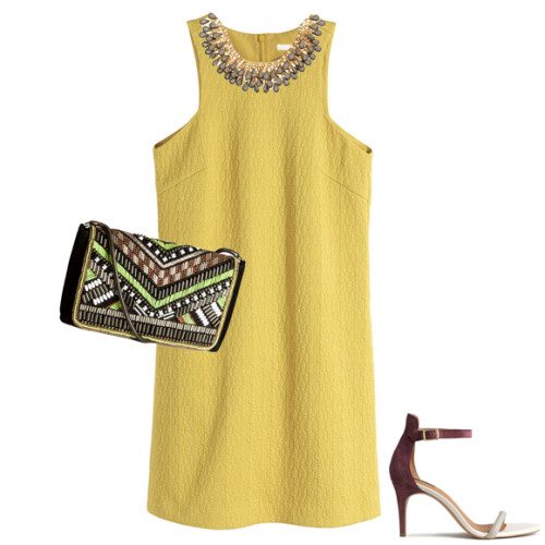 H&M Textured Yellow Dress