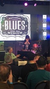 Kiersy Wisecarver, young star on the rising playing live in front of a packed house in the Lumiere Place Legends Room. At the grand opening of the National Blues Museum